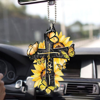 Cross Wing Rose Butterfly Car Pendant