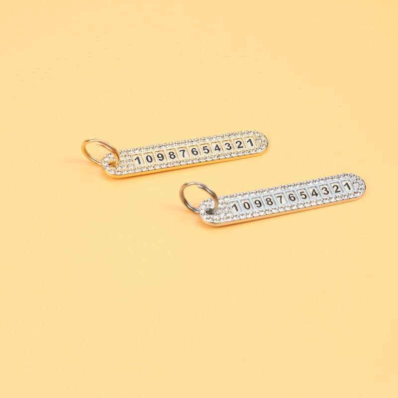 Diamond Car Number Plate Key Pendant