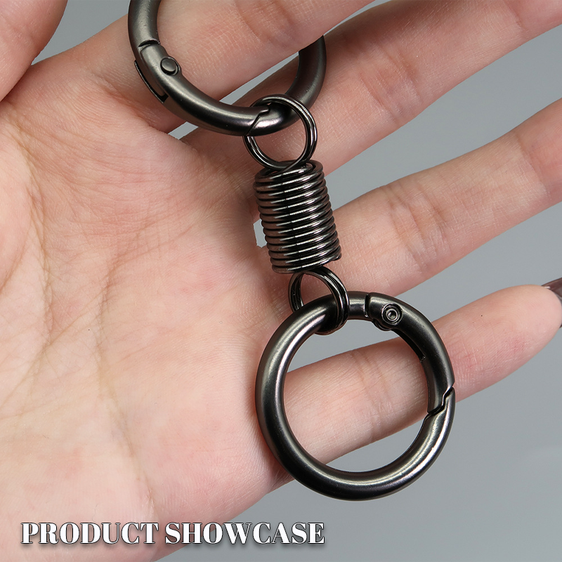 Spring double ring keychain
