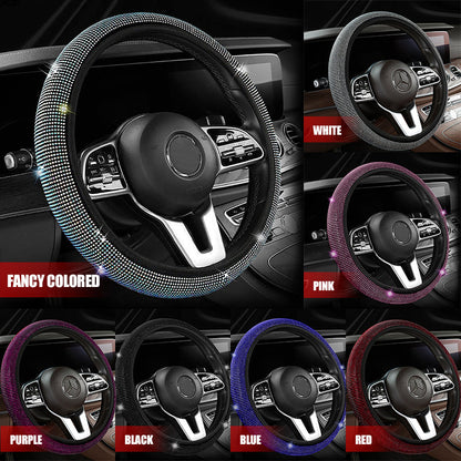 Glittering diamond steering wheel cover