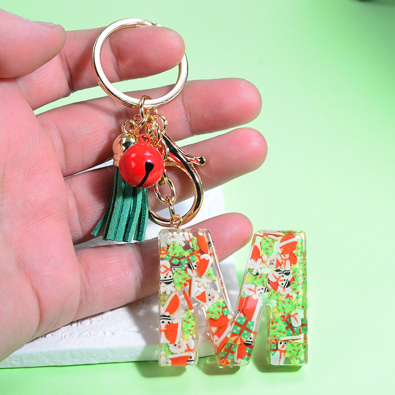 Christmas Theme English Letter Keychain