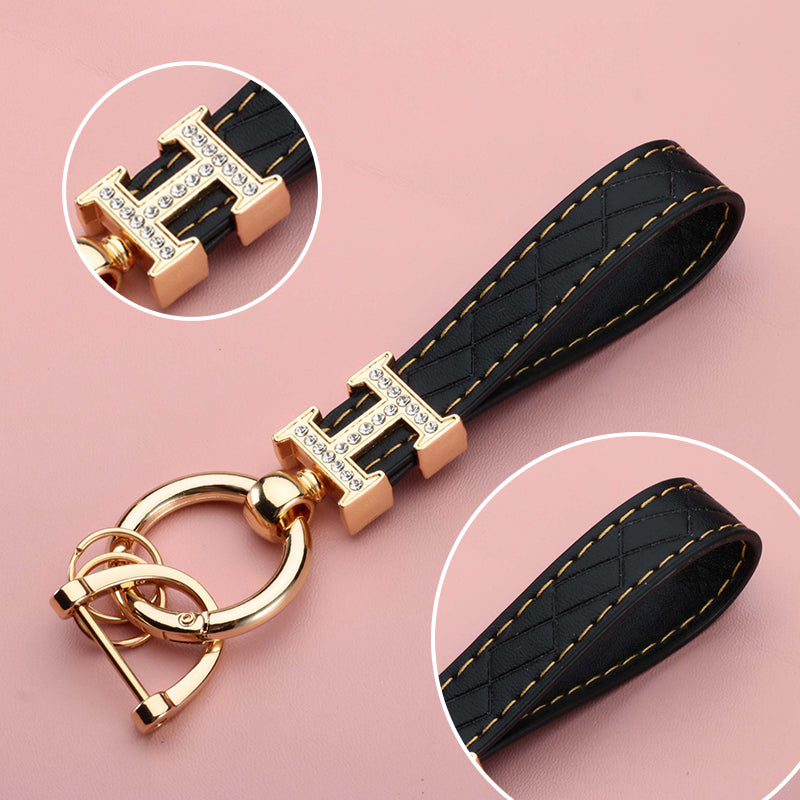 Leather Rhinestones Key Strap