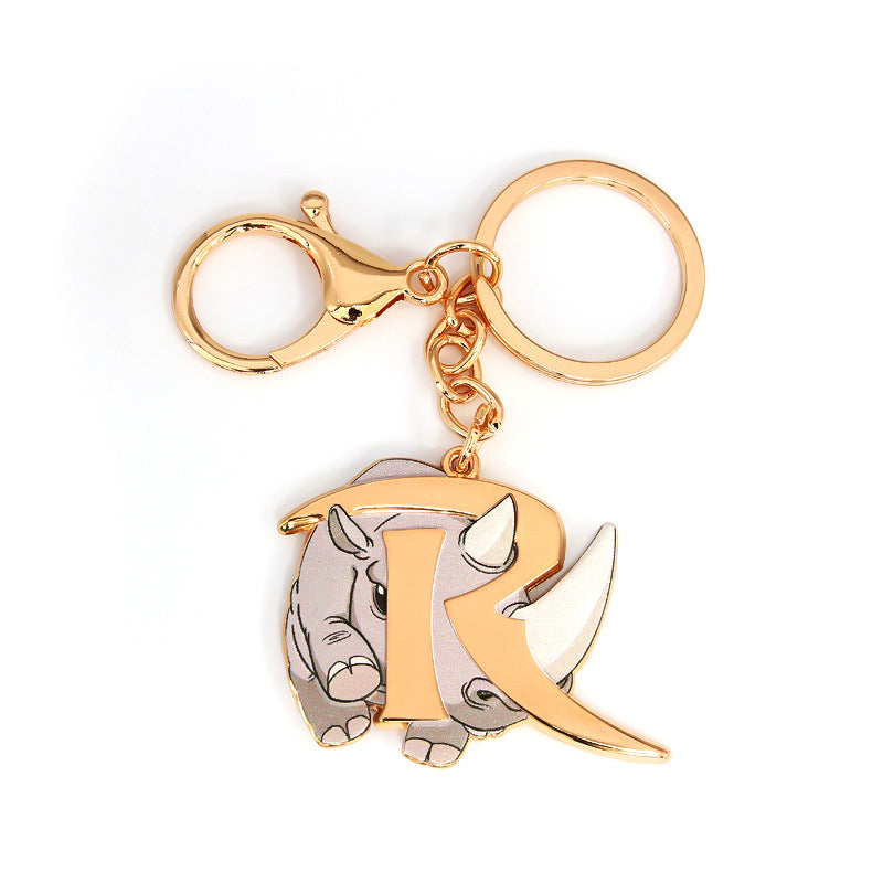 Metal 26 Letters &amp; Animal Keychain