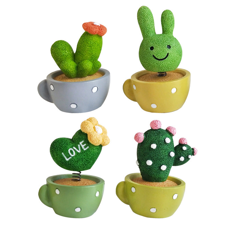 Cute Cactus Small Potted Car Ornaments