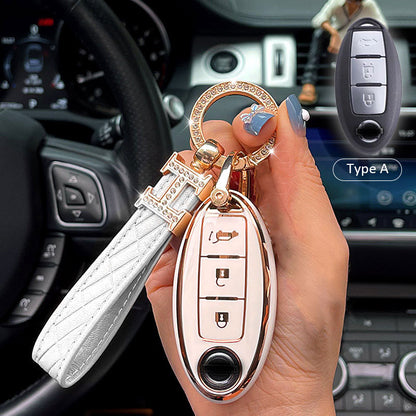 Nissan Car Key Case Rhinestones Keychain