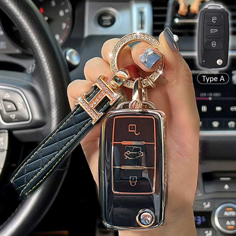 Volkswagen Car Key Case Rhinestones Keychain