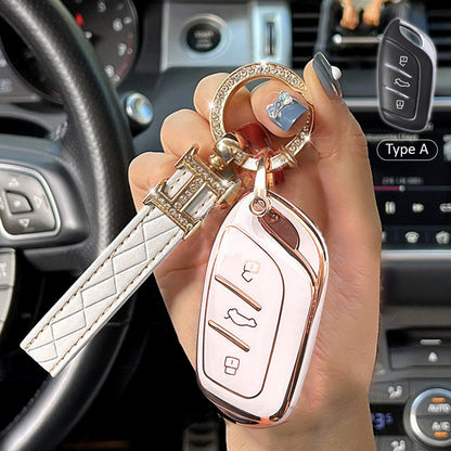 MG Car Key Case Rhinestones Keychain