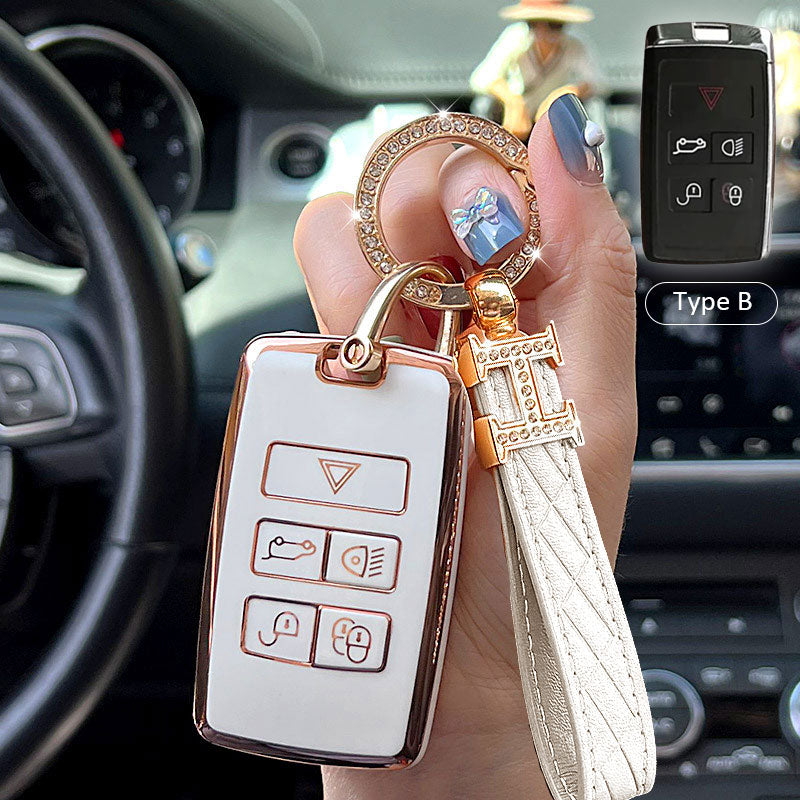 Jaguar Car Key Case Rhinestones Keychain