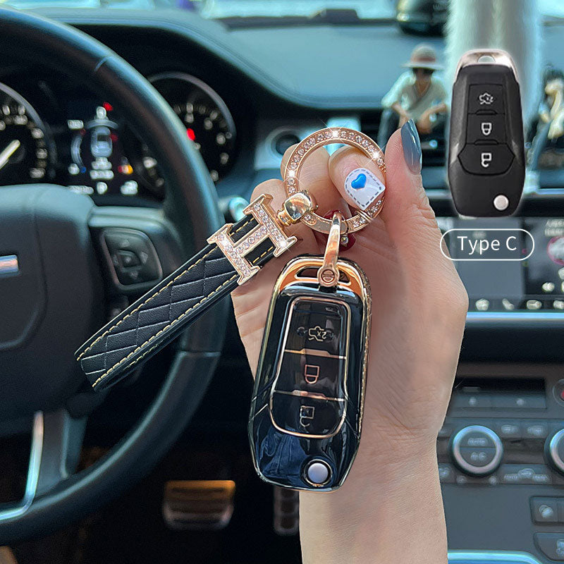 Ford Car Key Case Rhinestones Keychain