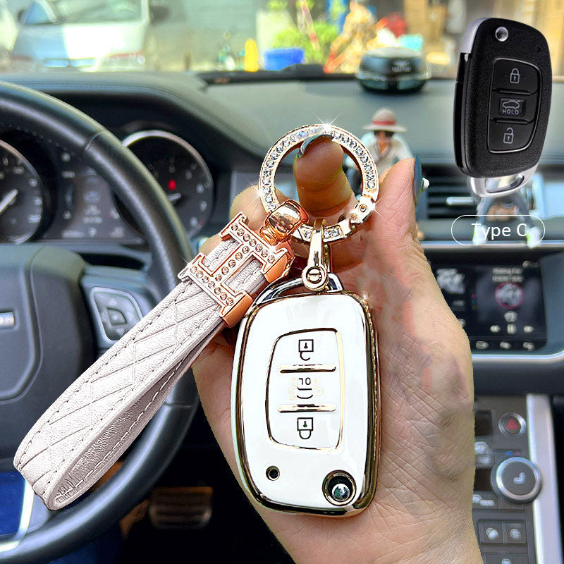 Hyundai Car Key Case Rhinestones Keychain