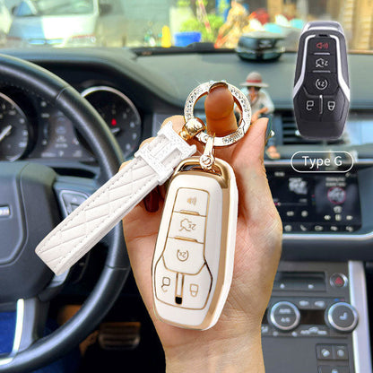 Ford Car Key Case Rhinestones Keychain