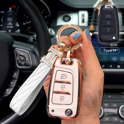 Hyundai Car Key Case Rhinestones Keychain