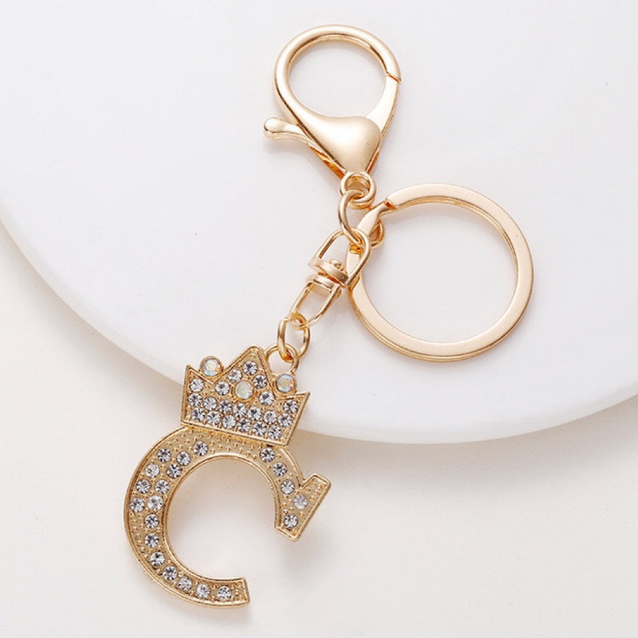 Diamond Crown Letter Key Pendant