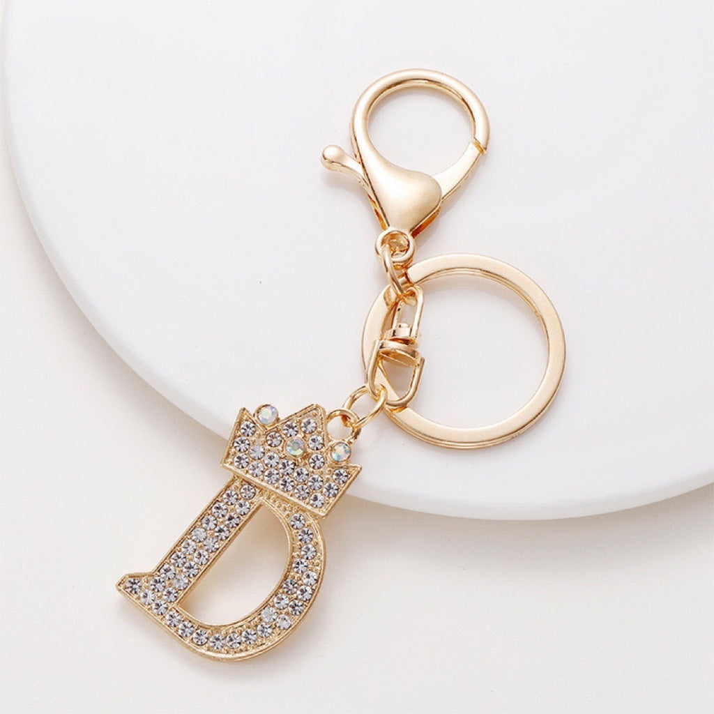 Diamond Crown Letter Key Pendant