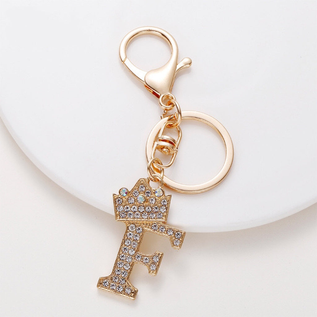 Diamond Crown Letter Key Pendant