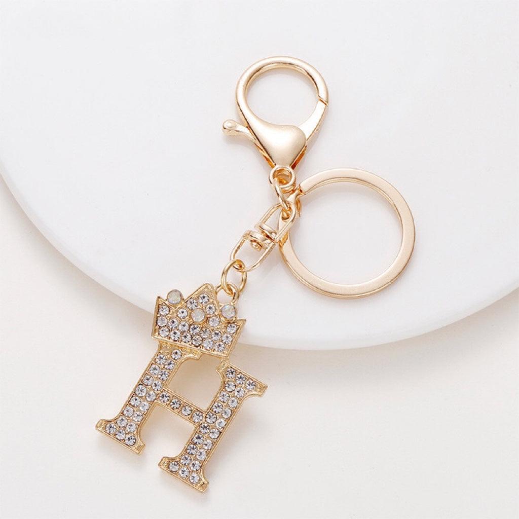 Diamond Crown Letter Key Pendant