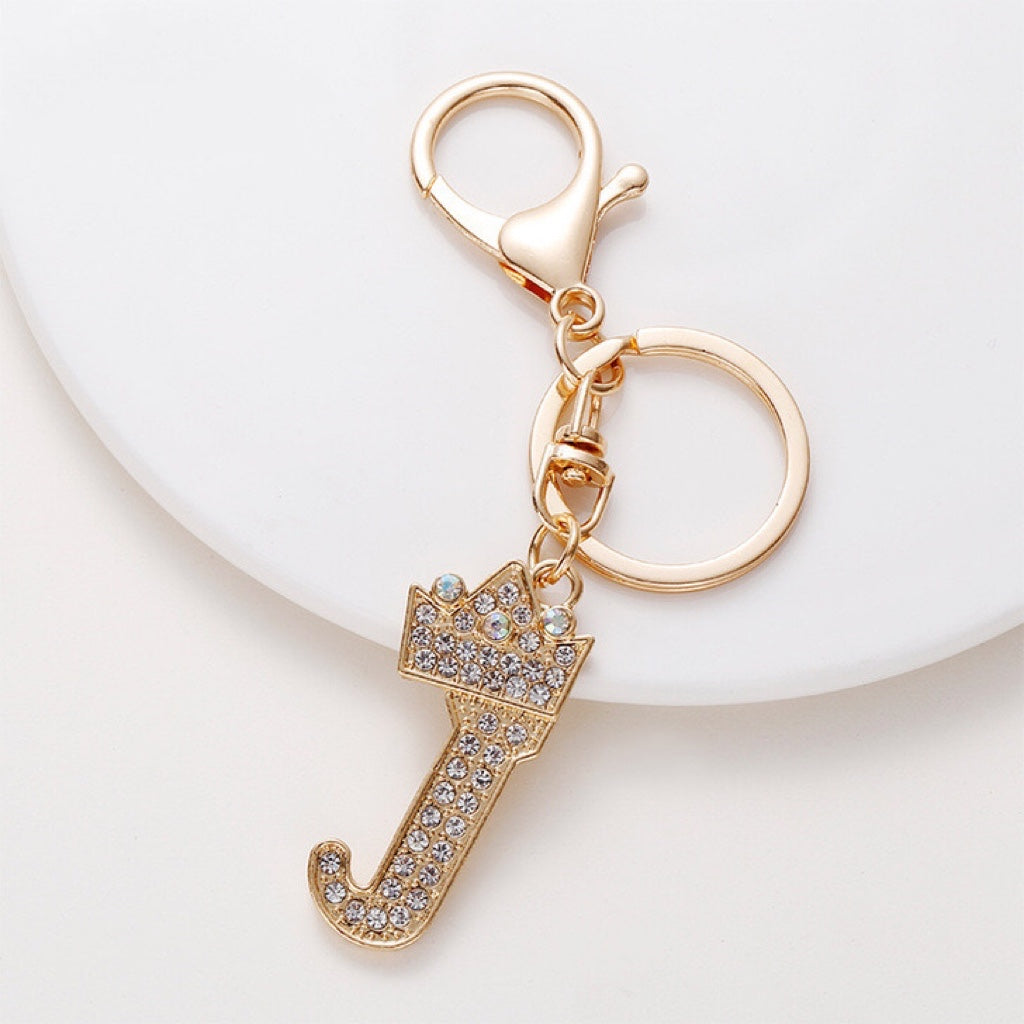 Diamond Crown Letter Key Pendant