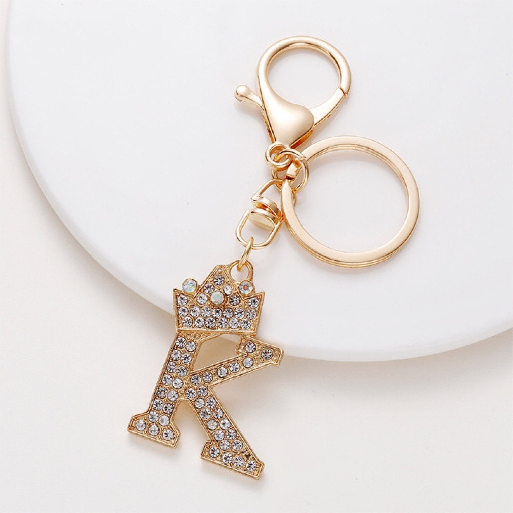 Diamond Crown Letter Key Pendant