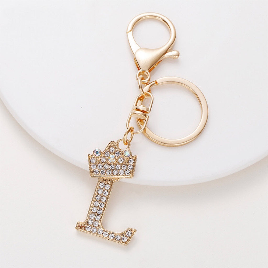 Diamond Crown Letter Key Pendant