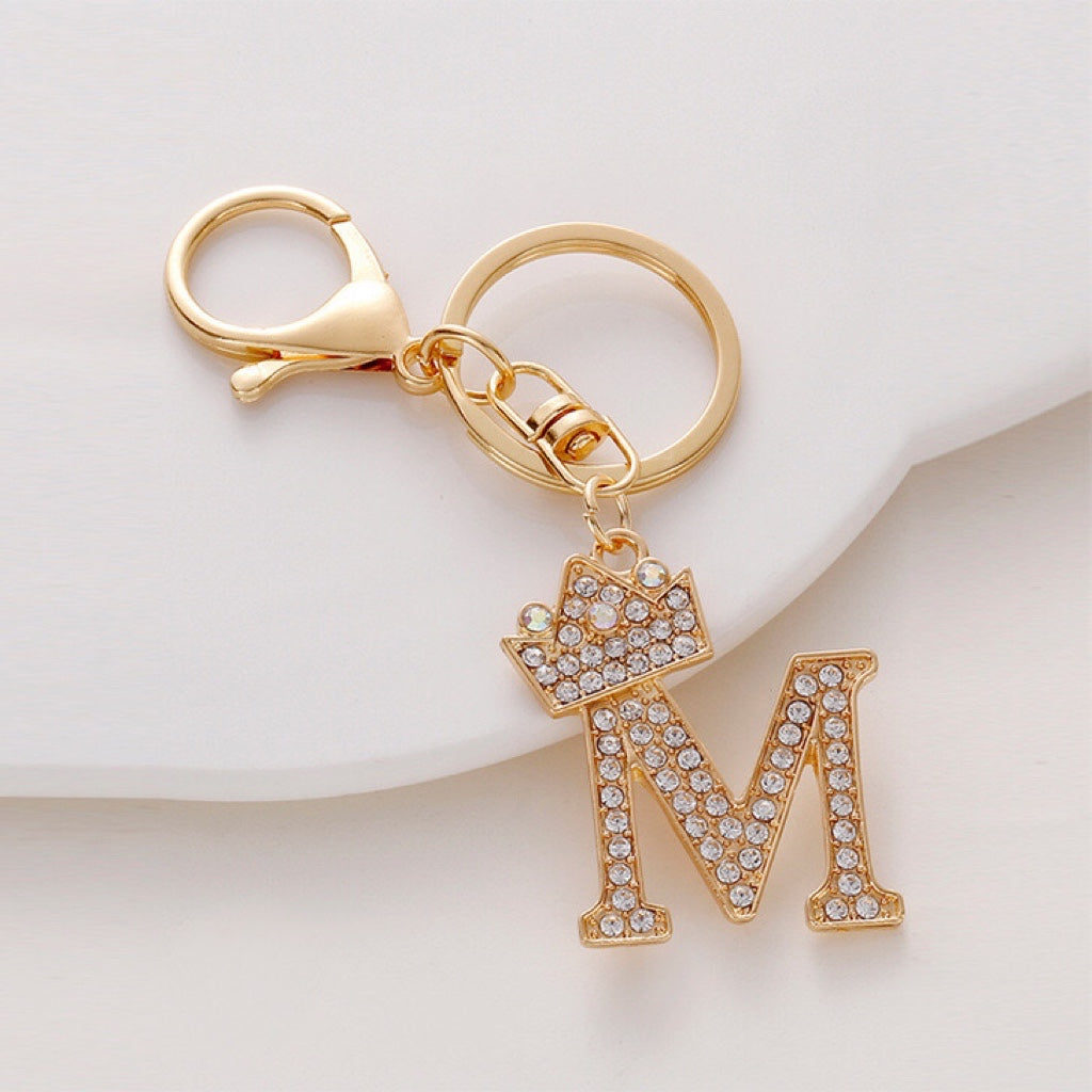 Diamond Crown Letter Key Pendant