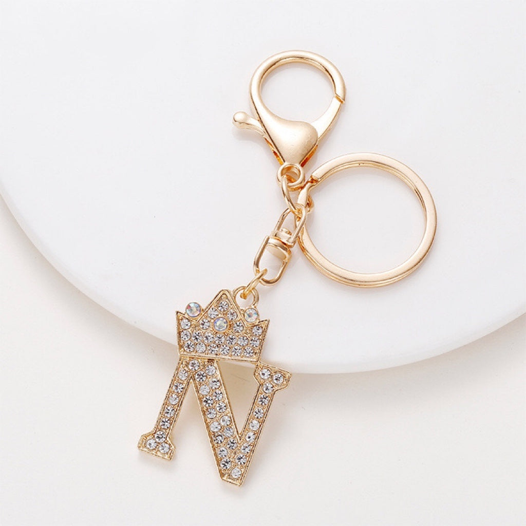 Diamond Crown Letter Key Pendant