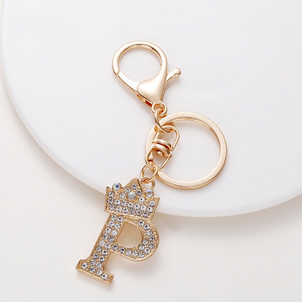 Diamond Crown Letter Key Pendant