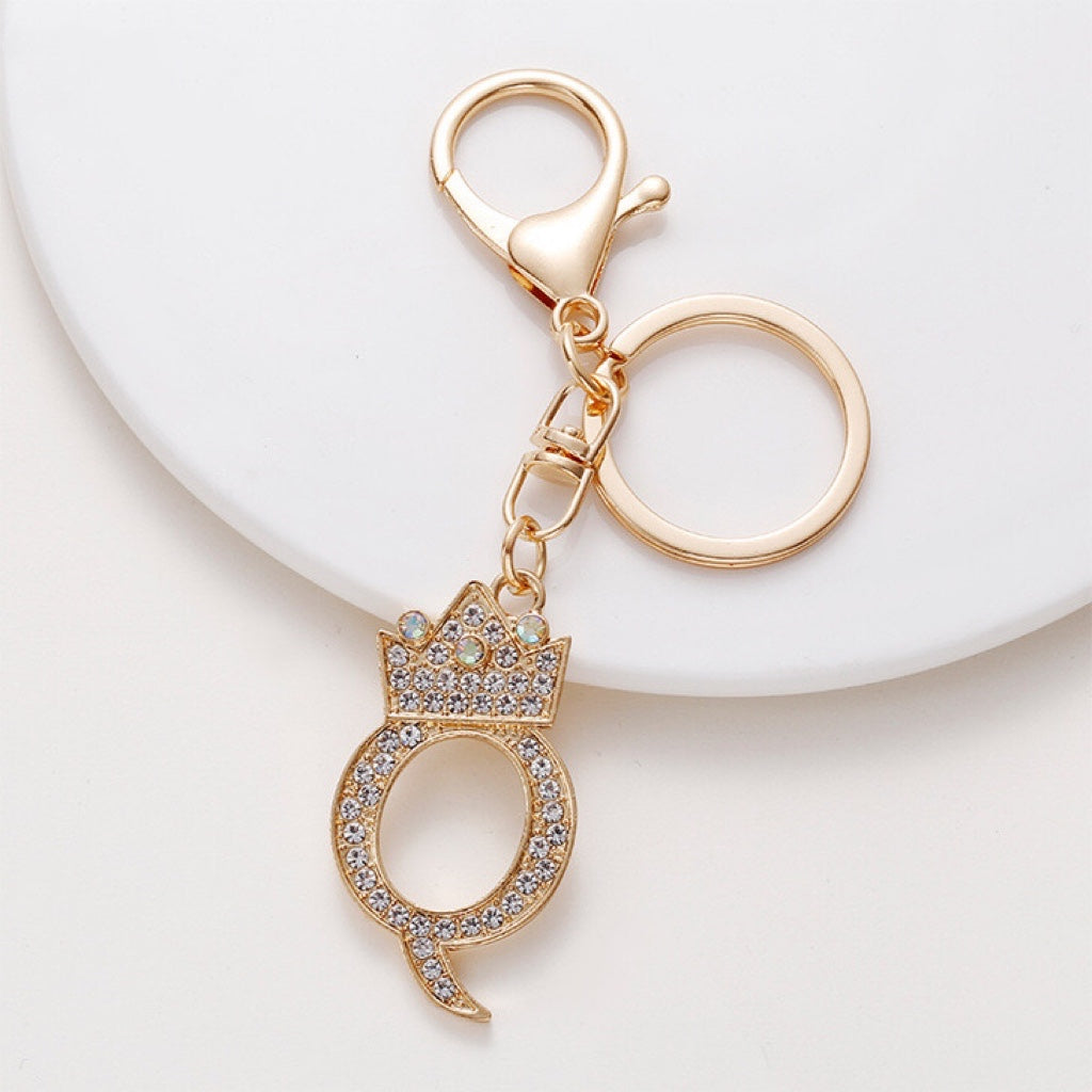 Diamond Crown Letter Key Pendant