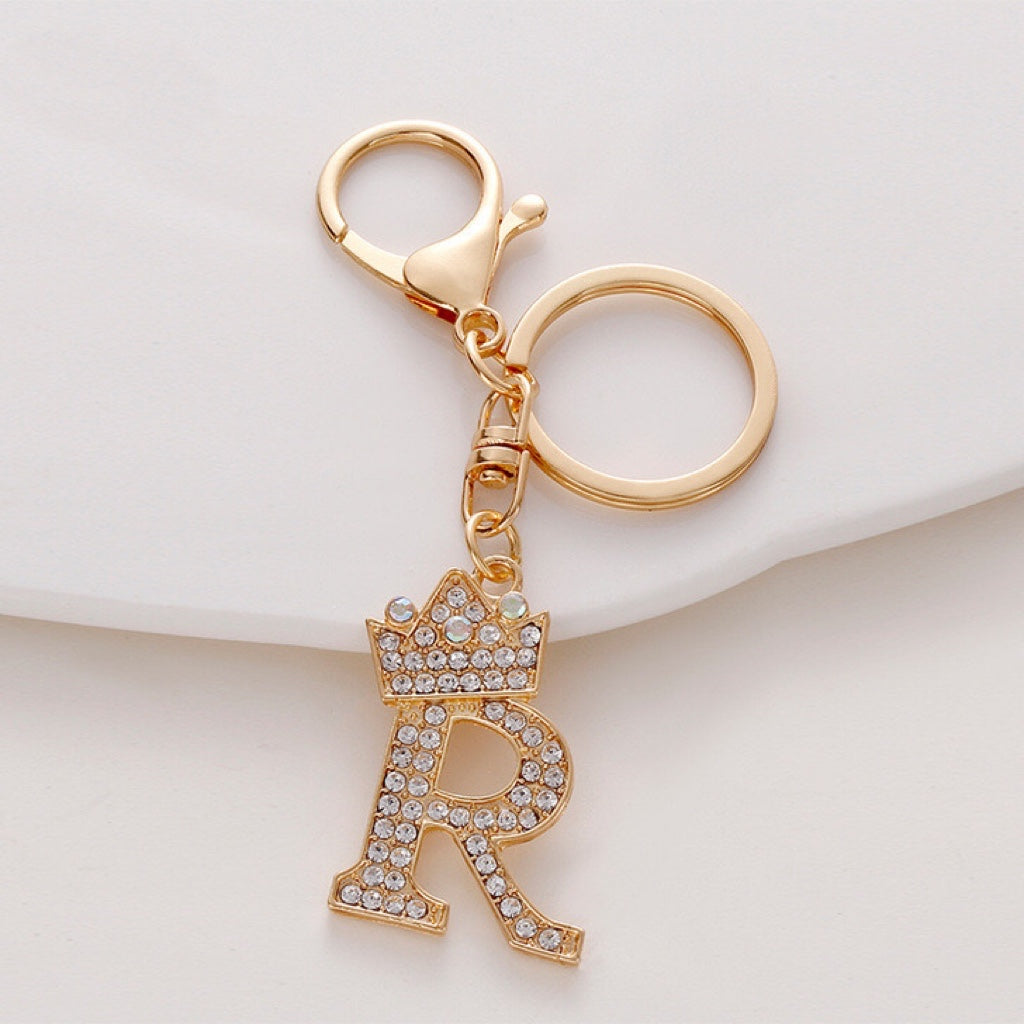 Diamond Crown Letter Key Pendant