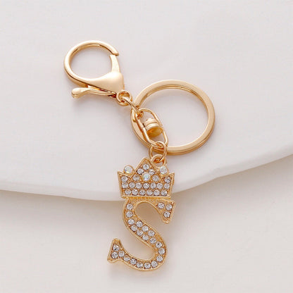 Diamond Crown Letter Key Pendant