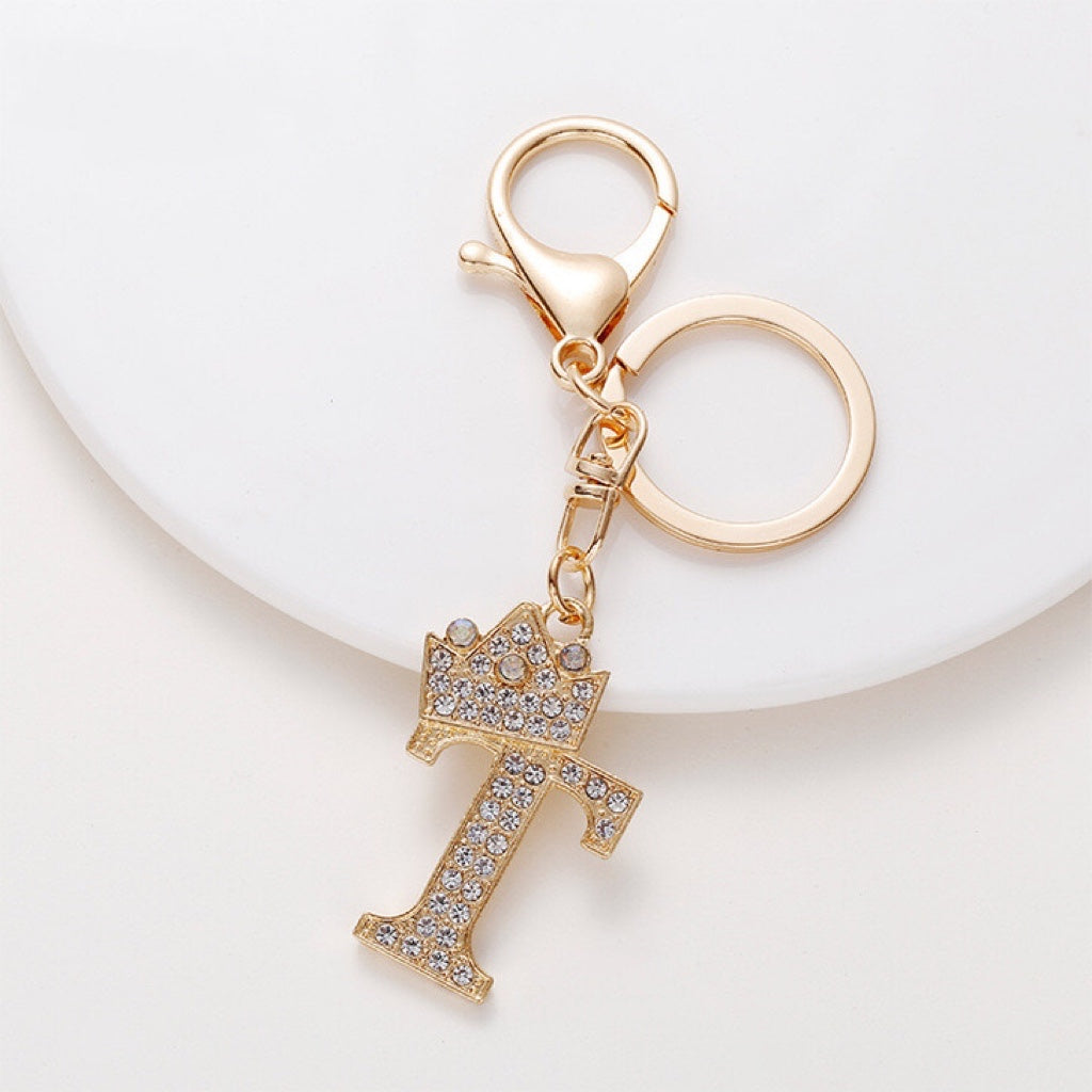 Diamond Crown Letter Key Pendant