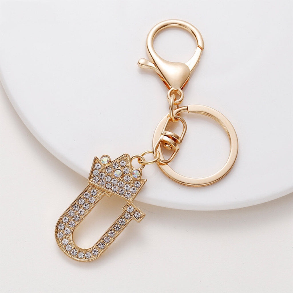 Diamond Crown Letter Key Pendant