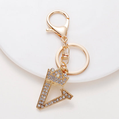 Diamond Crown Letter Key Pendant