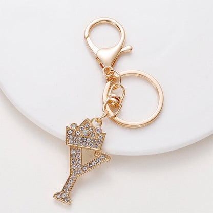 Diamond Crown Letter Key Pendant