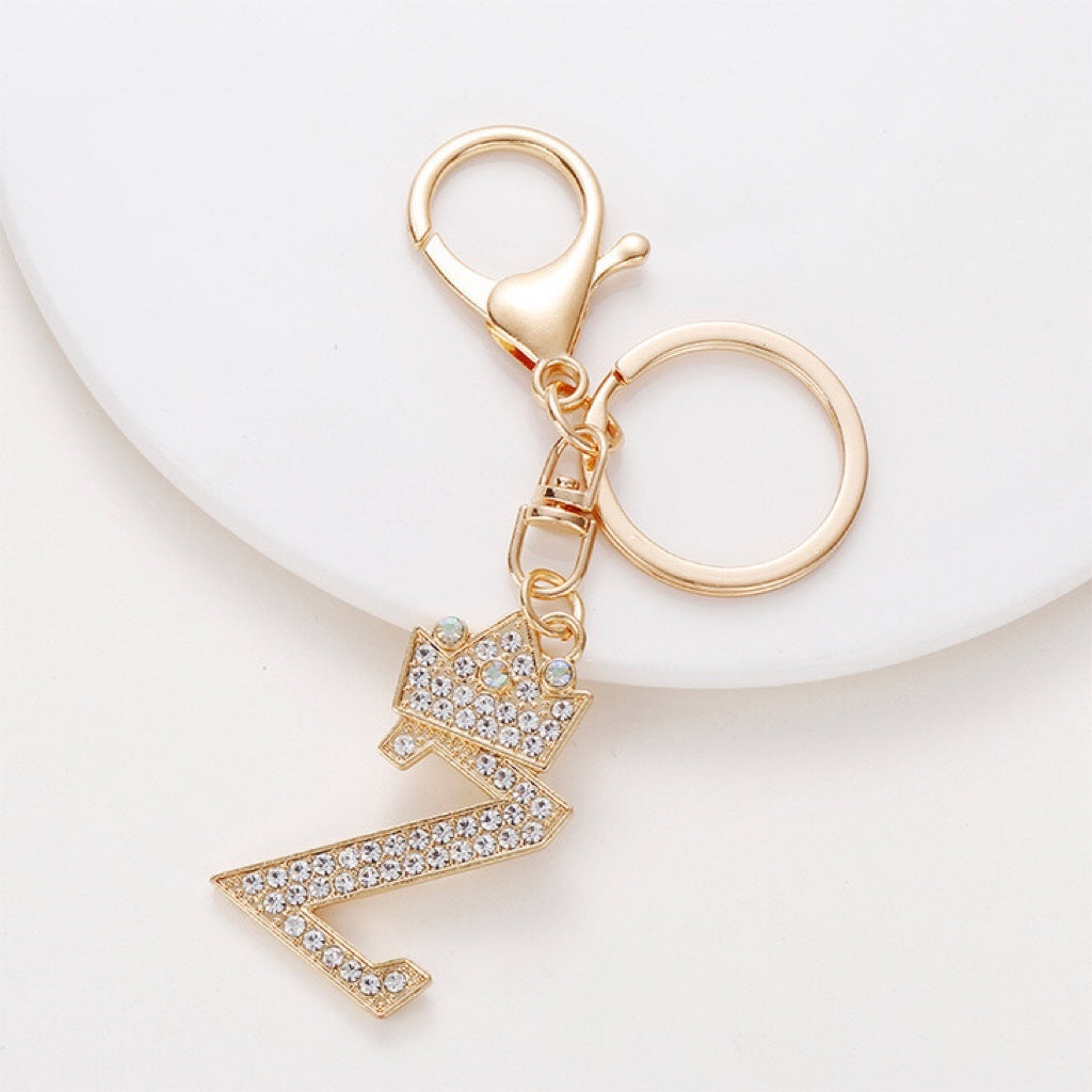 Diamond Crown Letter Key Pendant