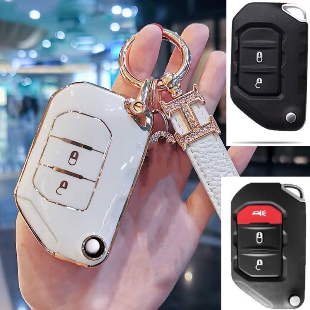 Jeep Dodge Chrysler Car Key Case Rhinestones Keychain