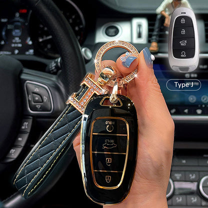 Hyundai Car Key Case Rhinestones Keychain