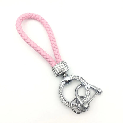 Braided Rope Rhinestones Key Strap