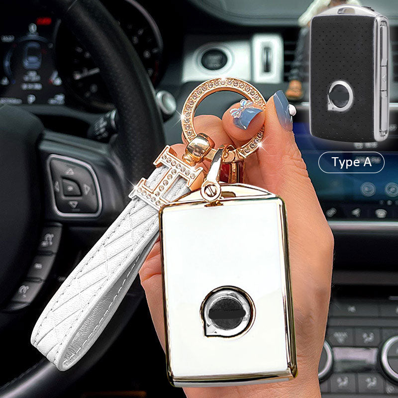 Volvo Car Key Case Rhinestones Keychain