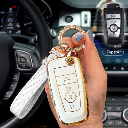 Lincoln Car Key Case Rhinestones Keychain