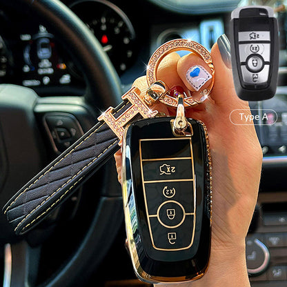 Lincoln Car Key Case Rhinestones Keychain
