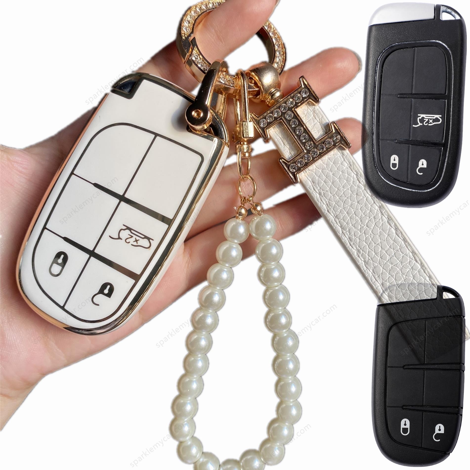 Jeep Dodge Chrysler Car Key Case Rhinestones Keychain