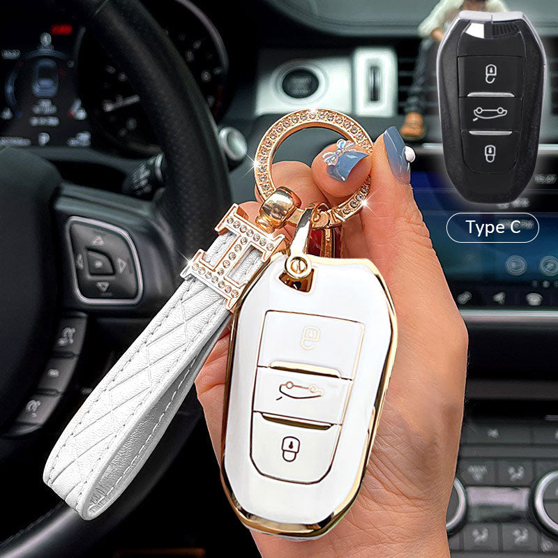 Citroen Car Key Case Rhinestones Keychain – aeliesa