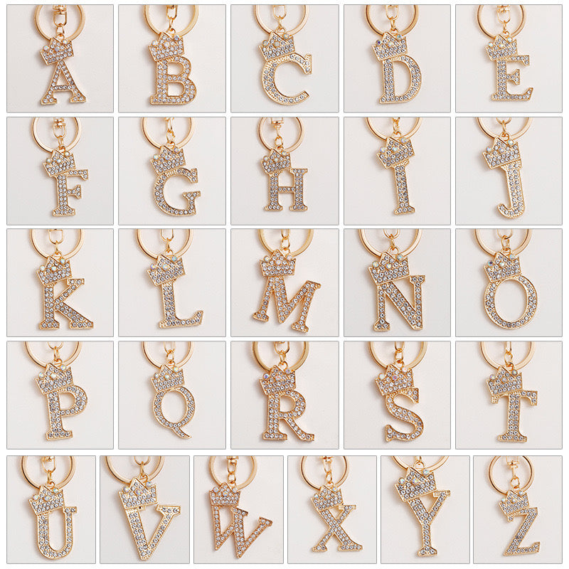 Diamond Crown Letter Key Pendant