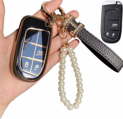 Jeep Dodge Chrysler Car Key Case Rhinestones Keychain
