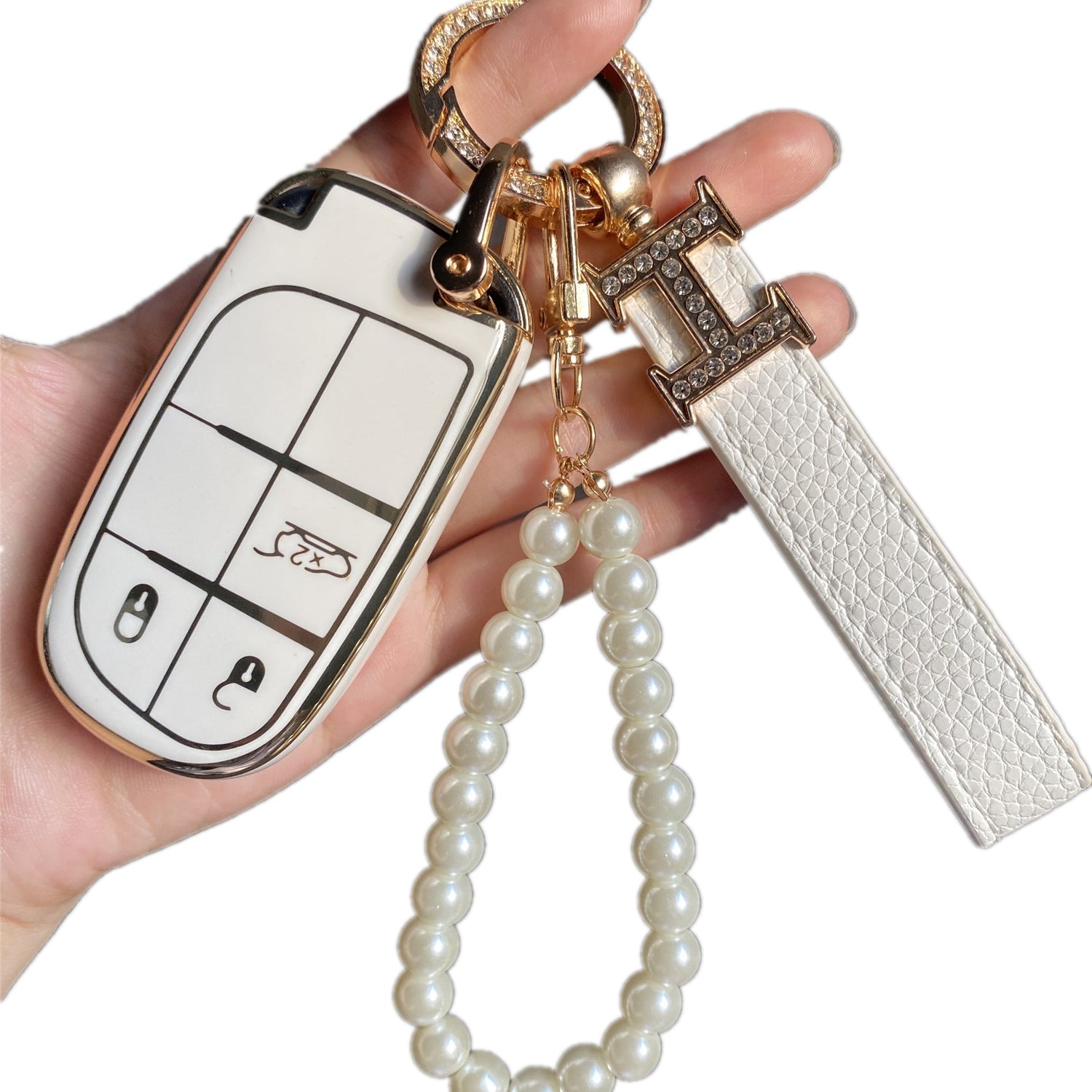 Jeep Dodge Chrysler Car Key Case Rhinestones Keychain