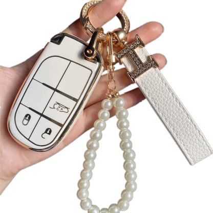 Jeep Dodge Chrysler Car Key Case Rhinestones Keychain